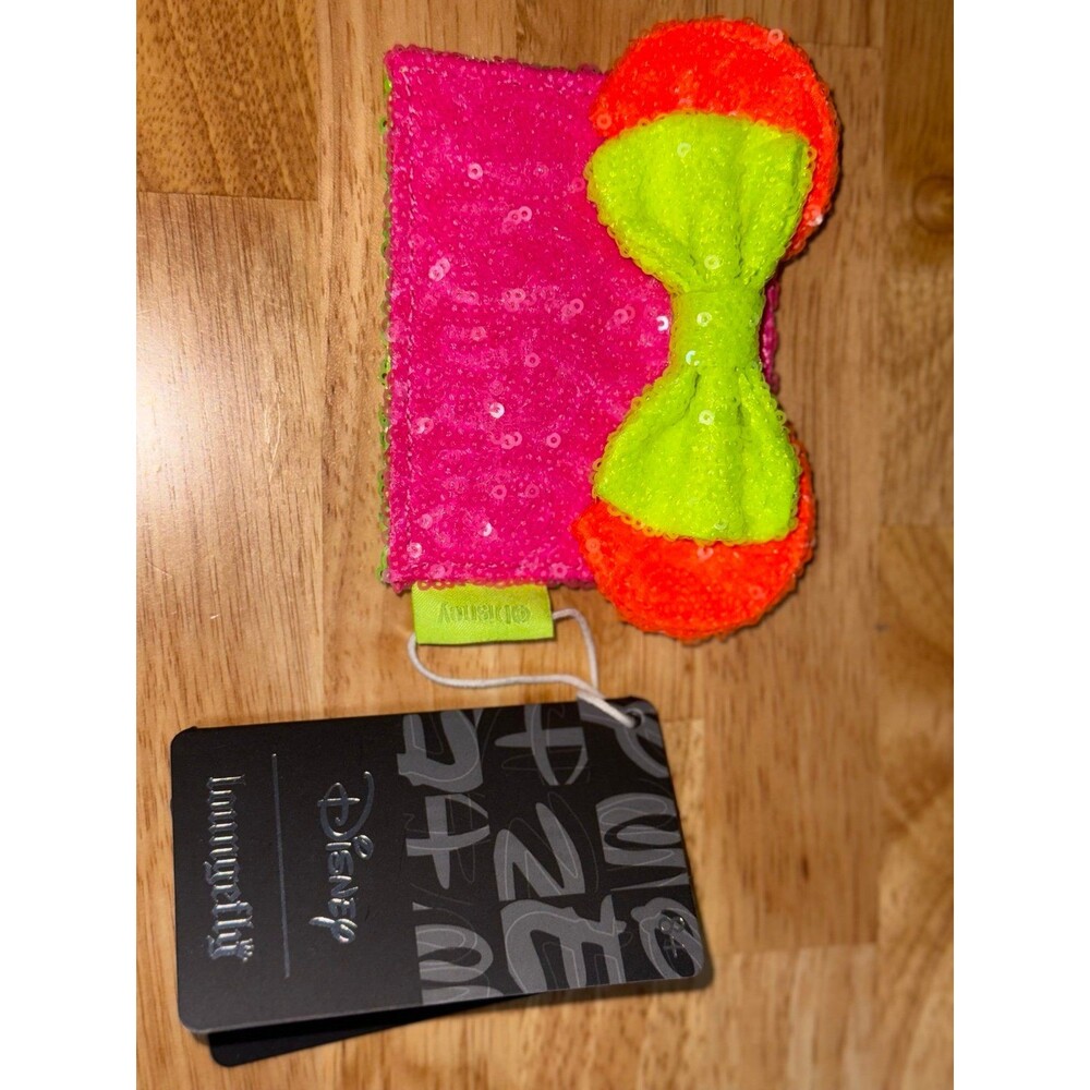 LOUNGEFLY Minnie Mouse Exclusive Color Block Neon Sequin Cardholder